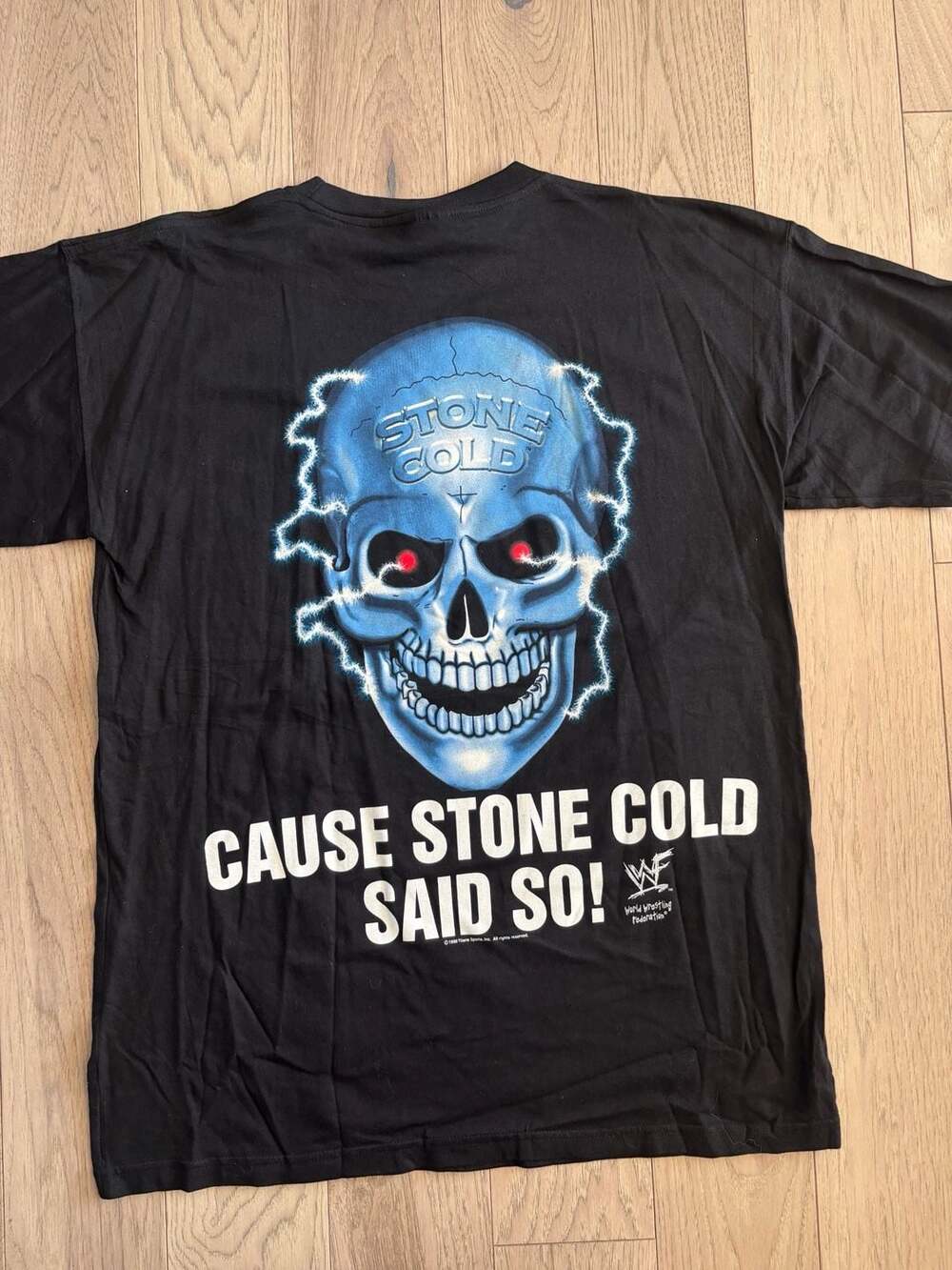 Vintage 1998 WWF Stone Cold Steve Austin Blue Skull T-Shirt Size XL